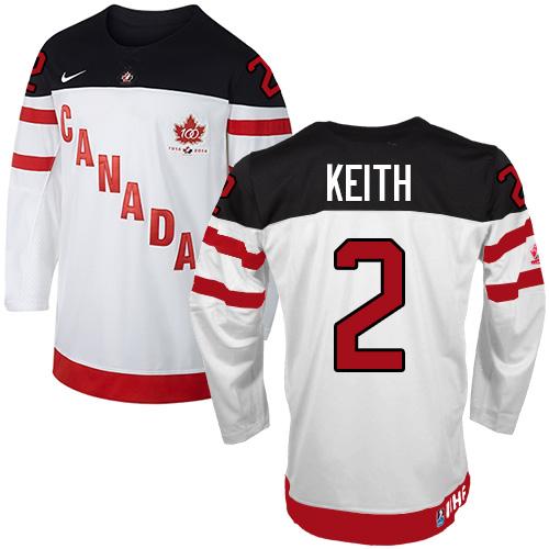 Olympic CA. #2 Duncan Keith White 100th Anniversary Stitched NHL Jersey