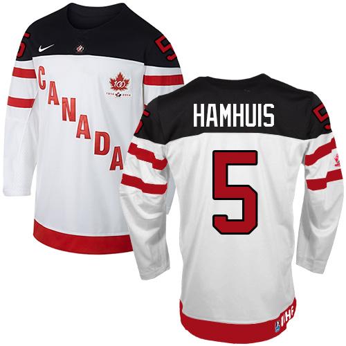 Olympic CA. #5 Dan Hamhuis White 100th Anniversary Stitched NHL Jersey