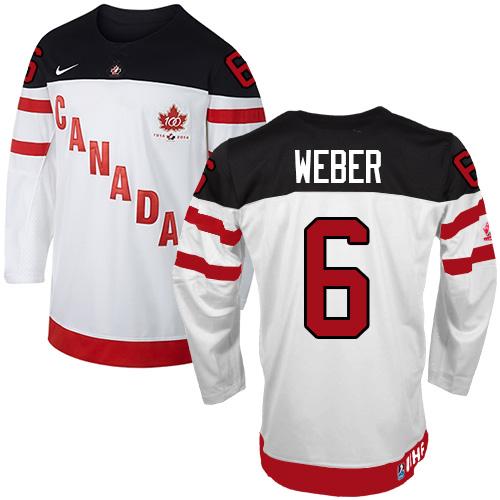 Olympic CA. #6 Shea Weber White 100th Anniversary Stitched NHL Jersey