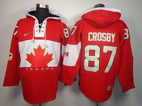 Olympic CA. #87 Sidney Crosby Red Sawyer Hooded Sweatshirt Stitched NHL Jersey