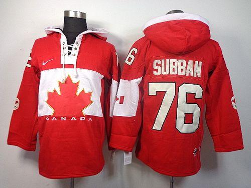 Olympic CA. #76 P.K Subban Red Sawyer Hooded Sweatshirt Stitched NHL Jersey