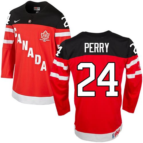 Olympic CA. #24 Corey Perry Red 100th Anniversary Stitched NHL Jersey