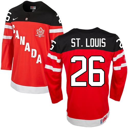 Olympic CA. #26 Martin St.Louis Red 100th Anniversary Stitched NHL Jersey