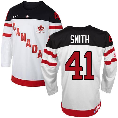 Olympic CA. #41 Mike Smith White 100th Anniversary Stitched NHL Jersey