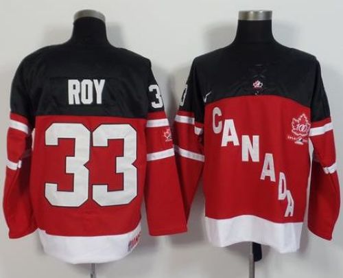 Olympic CA. #33 Patrick Roy Red 100th Anniversary Stitched NHL Jersey