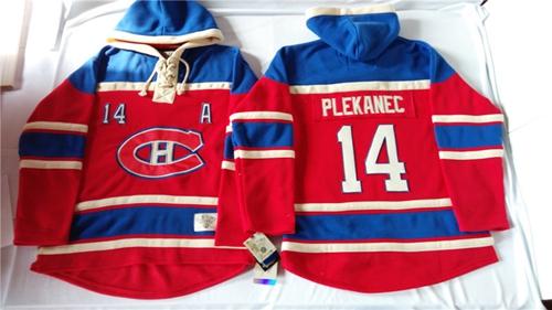 Canadiens #14 Tomas Plekanec Red Sawyer Hooded Sweatshirt Stitched NHL Jersey