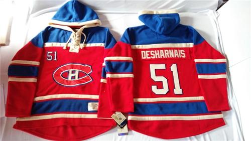 Canadiens #51 David Desharnais Red Sawyer Hooded Sweatshirt Stitched NHL Jersey
