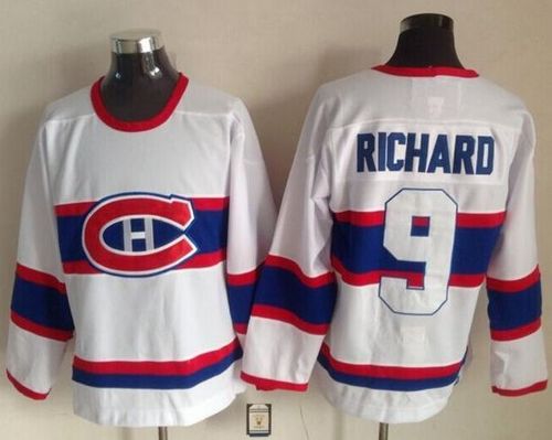 Canadiens #9 Maurice Richard White CCM Throwback Stitched NHL Jersey