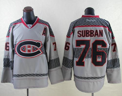 Canadiens #76 P.K Subban Charcoal Cross Check Fashion Stitched NHL Jersey