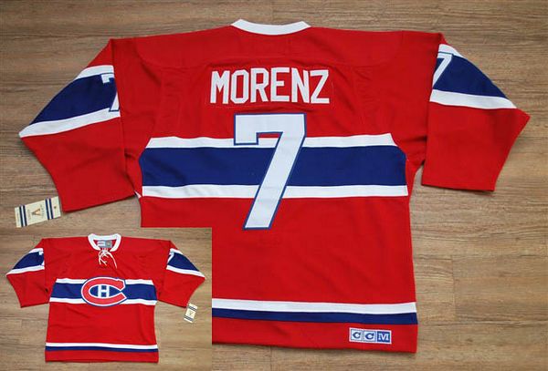 Canadiens #7 Howie Morenz Stitched Red CH CCM Throwback NHL Jersey