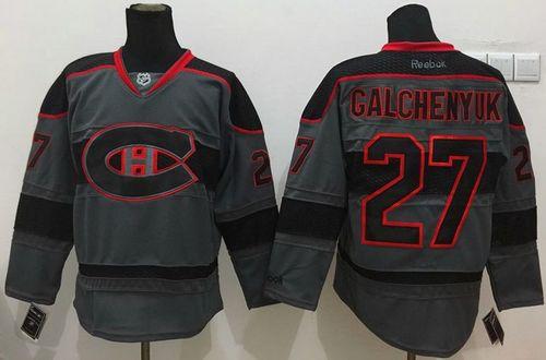 Canadiens #27 Alex Galchenyuk Charcoal Cross Check Fashion Stitched NHL Jersey
