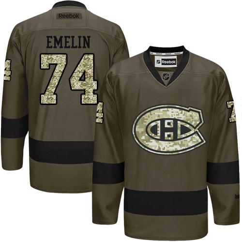 Canadiens #74 Alexei Emelin Green Salute to Service Stitched NHL Jersey