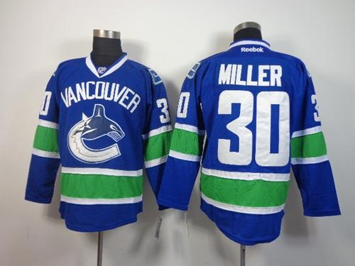 Canucks #30 Ryan Miller Blue Stitched NHL Jersey
