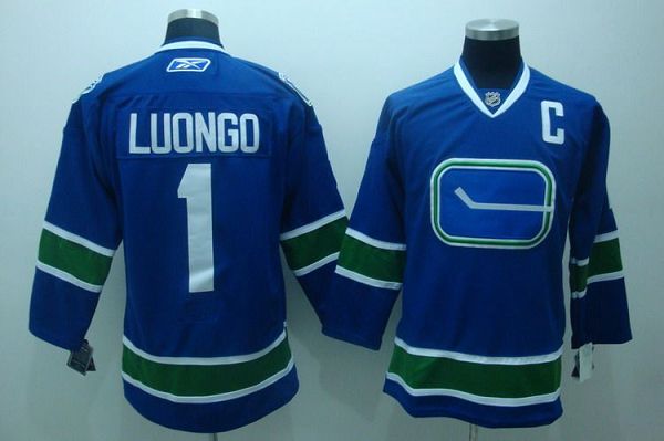 Canucks #1 Roberto Luongo Stitched Blue Third NHL Jersey