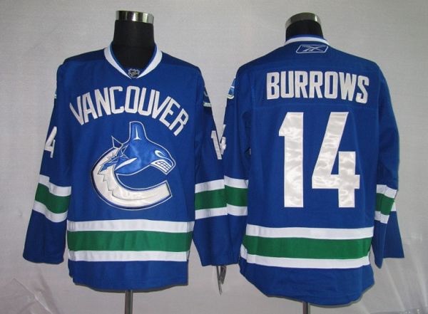 Canucks #14 Alexandre Burrows Stitched Blue NHL Jersey