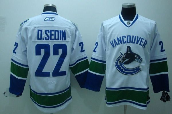 Canucks #22 Daniel Sedin Stitched White NHL Jersey