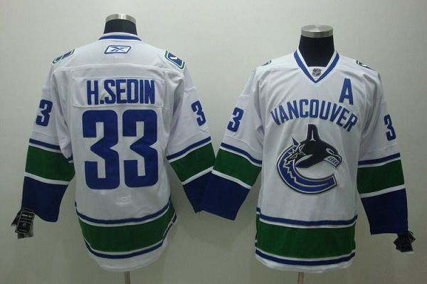 Canucks #33 Henrik Sedin Stitched White NHL Jersey