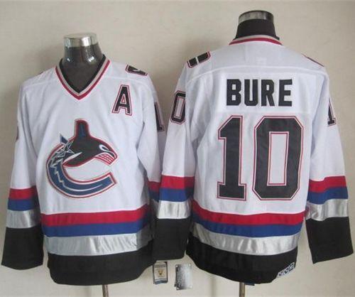 Canucks #10 Pavel Bure White/Black CCM Throwback Stitched NHL Jersey