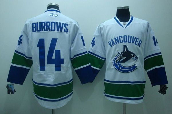 Canucks #14 Alexandre Burrows Stitched White NHL Jersey