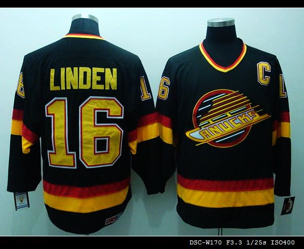 Canucks #16 Trevor Linden Stitched Black CCM Throwback NHL Jersey