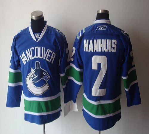 Canucks #2 Hamhuis Blue Stitched NHL Jersey