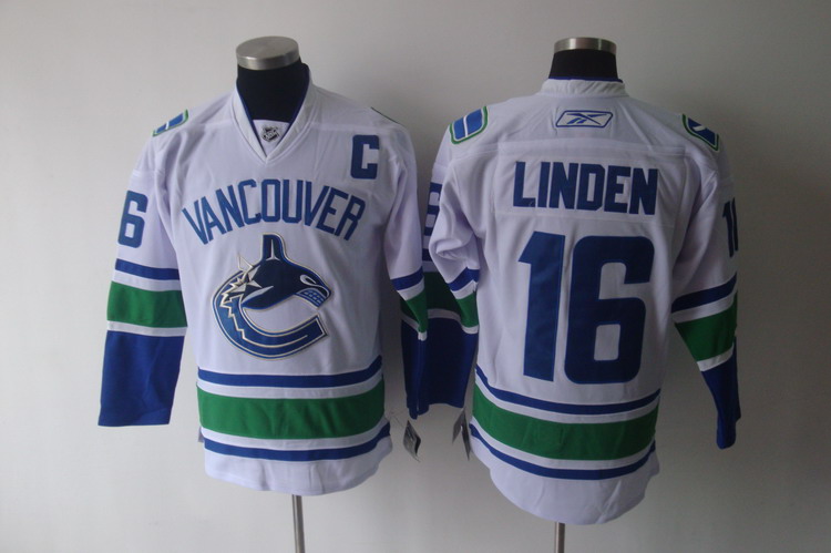 Canucks #16 Trevor Linden White Stitched NHL Jersey