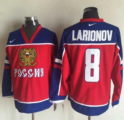 Canucks #8 Igor Larionov Red/Blue  Stitched NHL Jersey