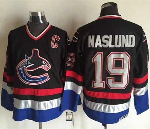 Canucks #19 Markus Naslund Black/Blue CCM Throwback Stitched NHL Jersey