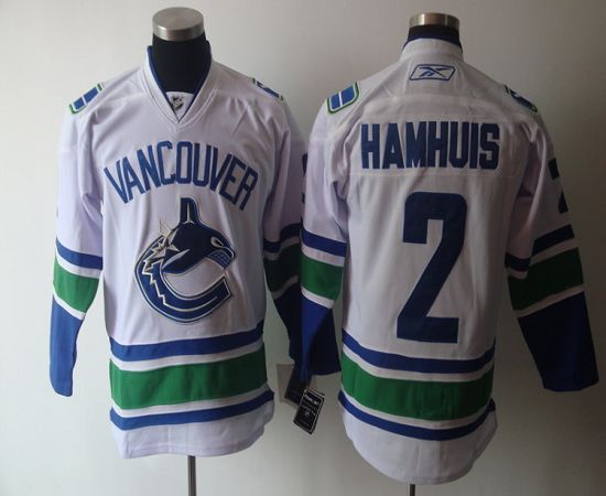 Canucks #2 Hamhuis White Stitched NHL Jersey