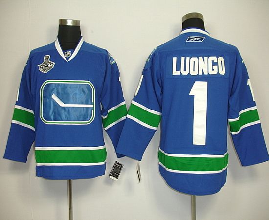 Canucks 2011 Stanley Cup Finals #1 Roberto Luongo Blue Third Stitched NHL Jersey