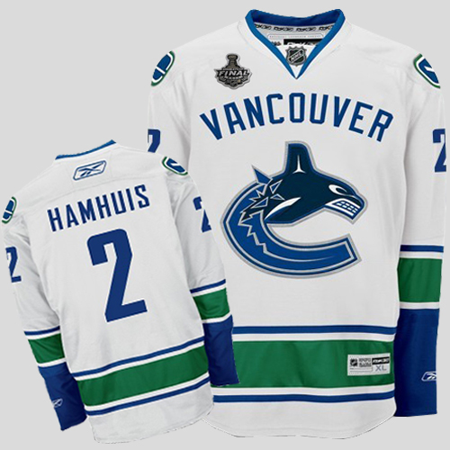 Canucks 2011 Stanley Cup Finals #2 Hamhuis White Stitched NHL Jersey