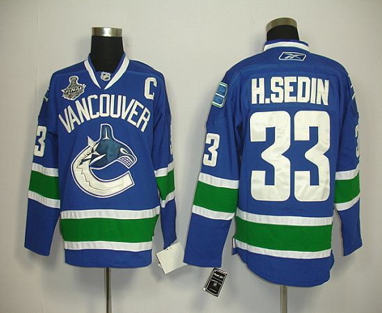 Canucks 2011 Stanley Cup Finals #33 Henrik Sedin Blue Stitched NHL Jersey