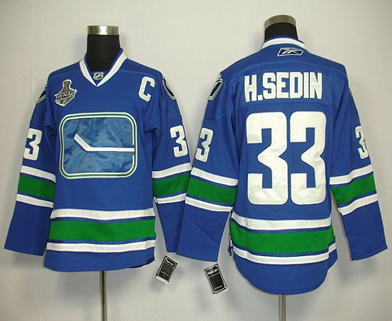 Canucks 2011 Stanley Cup Finals #33 Henrik Sedin Blue Third Stitched NHL Jersey