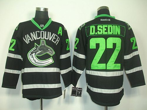 Canucks #22 Daniel Sedin Black Ice Stitched NHL Jersey