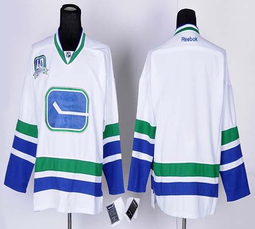 Canucks Blank White Third 40TH Patch Stitched NHL Jersey
