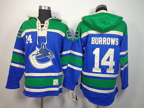 Canucks #14 Alex Burrows Blue Sawyer Hooded Sweatshirt Stitched NHL Jersey
