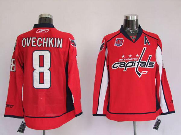 Capitals #8 Alex Ovechkin Red 40th Anniversary Stitched NHL Jersey