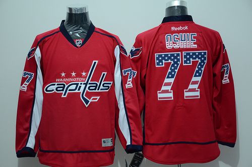 Capitals #77 T.J Oshie Red USA Flag Fashion Stitched NHL Jersey