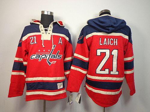 Capitals #21 Brooks Laich Red Sawyer Hooded Sweatshirt Stitched NHL Jersey