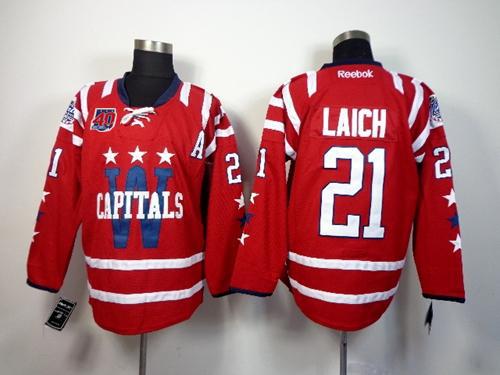 Capitals #21 Brooks Laich 2015 Winter Classic Red 40th Anniversary Stitched NHL Jersey