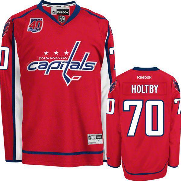 Capitals #70 Braden Holtby Red 40th Anniversary Stitched NHL Jersey