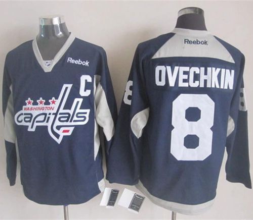Capitals #8 Alex Ovechkin Navy Blue Practice Stitched NHL Jersey