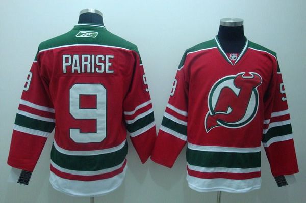 Devils #9 Zach Parise Stitched Red and Green CCM Throwback NHL Jersey