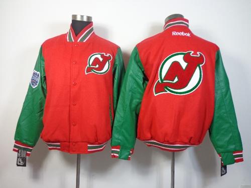 New Jersey Devils Blank Satin Button Up Red NHL Jacket