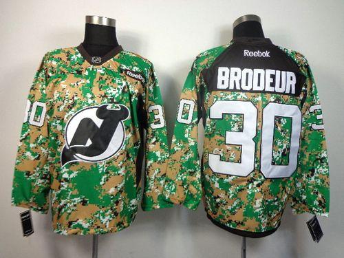 Devils #30 Martin Brodeur Camo Veterans Day Practice Stitched NHL Jersey