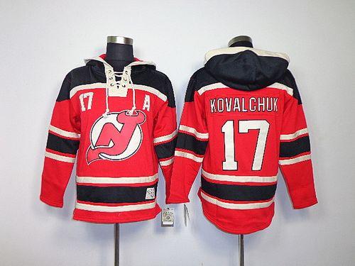Devils #17 Ilya Kovalchuk Red Sawyer Hooded Sweatshirt Stitched NHL Jersey