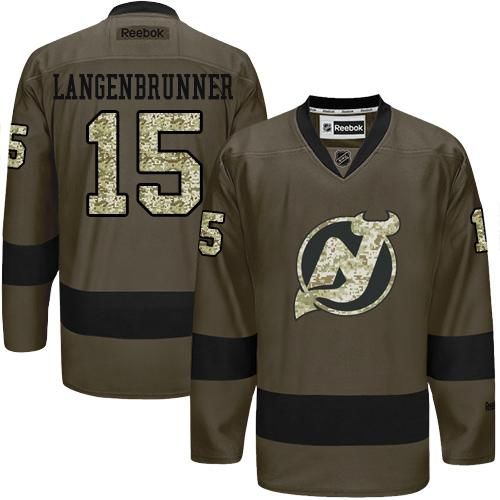 Devils #15 Langenbrunner Green Salute to Service Stitched NHL Jersey