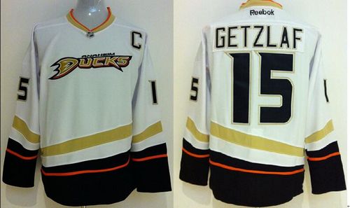 Ducks #15 Ryan Getzlaf White Stitched NHL Jersey