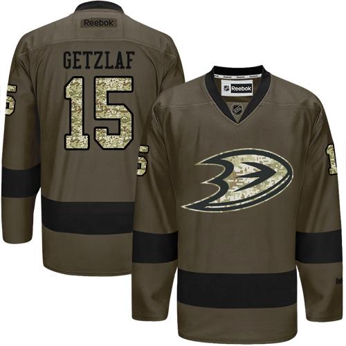Ducks #15 Ryan Getzlaf Green Salute to Service Stitched NHL Jersey
