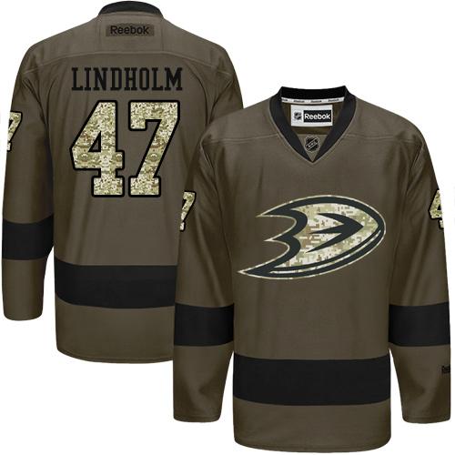 Ducks #47 Hampus Lindholm Green Salute to Service Stitched NHL Jersey
